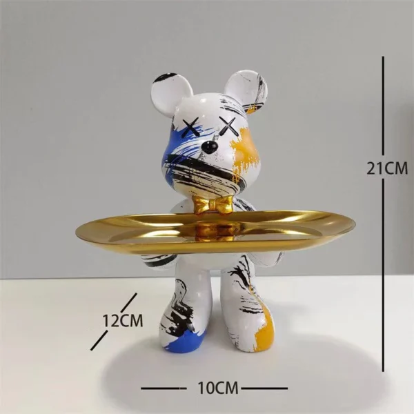 21cm Graffiti Bear Ornament Figurine Home Decoration Animal Statue Keys Storage Shelf Modern Room Sculpture Table Decor Gift