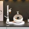 Ceramic Bear Tray Statue Accessory Storage Key Holder Candy Bowl Jewelry Earrings Suitable for Home Modern Table Office Decor