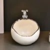 Ceramic Bear Tray Statue Accessory Storage Key Holder Candy Bowl Jewelry Earrings Suitable for Home Modern Table Office Decor