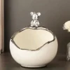 Ceramic Bear Tray Statue Accessory Storage Key Holder Candy Bowl Jewelry Earrings Suitable for Home Modern Table Office Decor