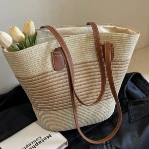 Straw bag bag women's summer inswind 2024 new beach seaside outdoor travel vacation large capacity shoulder bag