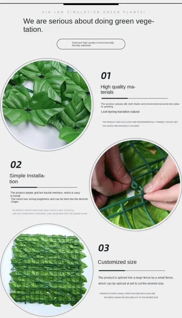 Artificial Ivy Privacy Fence Screen 50x200cm / 1x3m – Faux Green Leaf Hedge Panels for Garden, Balcony & Outdoor Decor