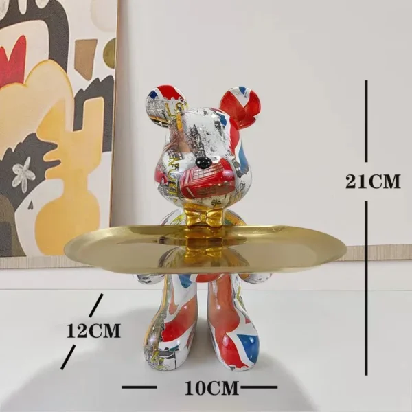 21cm Graffiti Bear Ornament Figurine Home Decoration Animal Statue Keys Storage Shelf Modern Room Sculpture Table Decor Gift