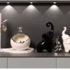 Ceramic Bear Tray Statue Accessory Storage Key Holder Candy Bowl Jewelry Earrings Suitable for Home Modern Table Office Decor